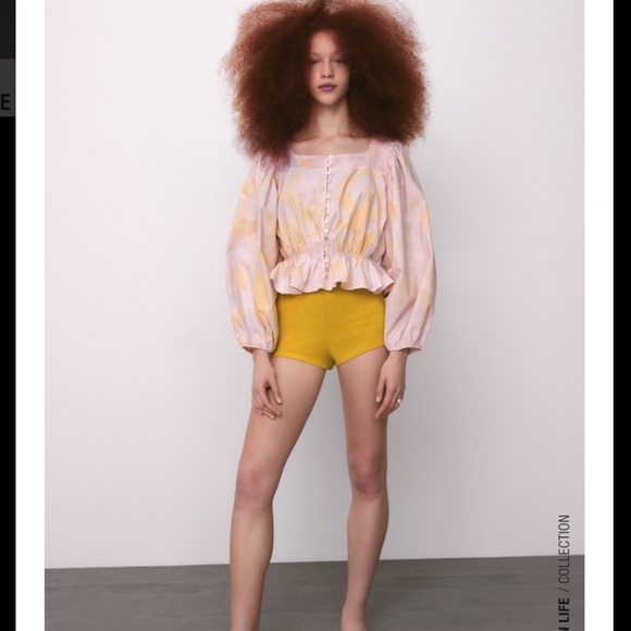 ZARA Tie Dye Crop Blouse - Picture 3 of 14